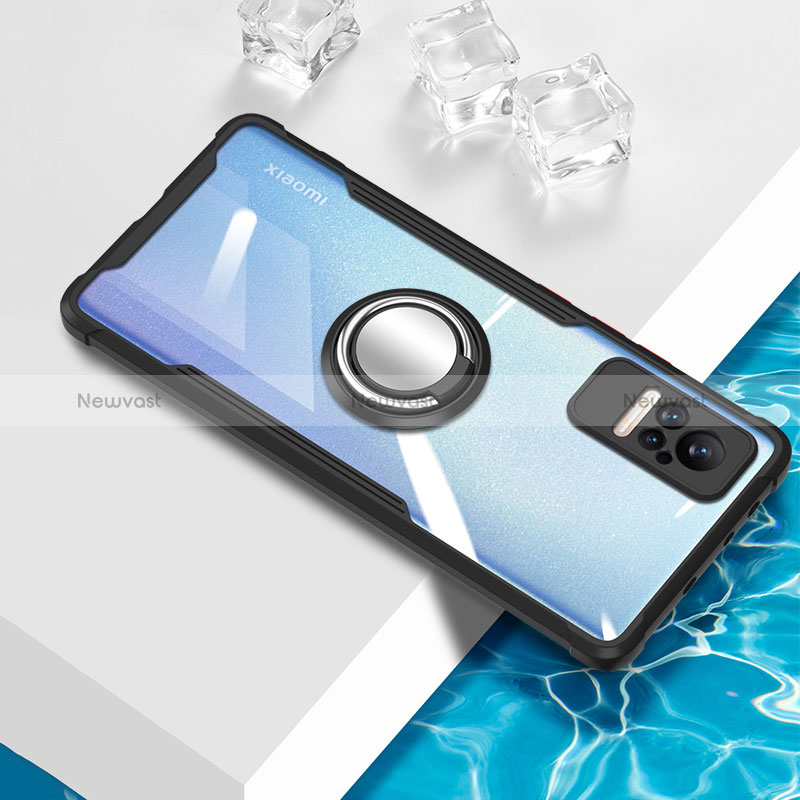 Ultra-thin Transparent TPU Soft Case Cover with Magnetic Finger Ring Stand BH1 for Xiaomi Civi 1S 5G