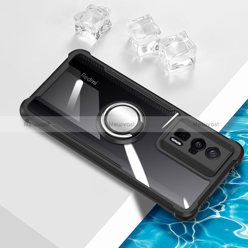 Ultra-thin Transparent TPU Soft Case Cover with Magnetic Finger Ring Stand BH1 for Xiaomi Poco F5 Pro 5G