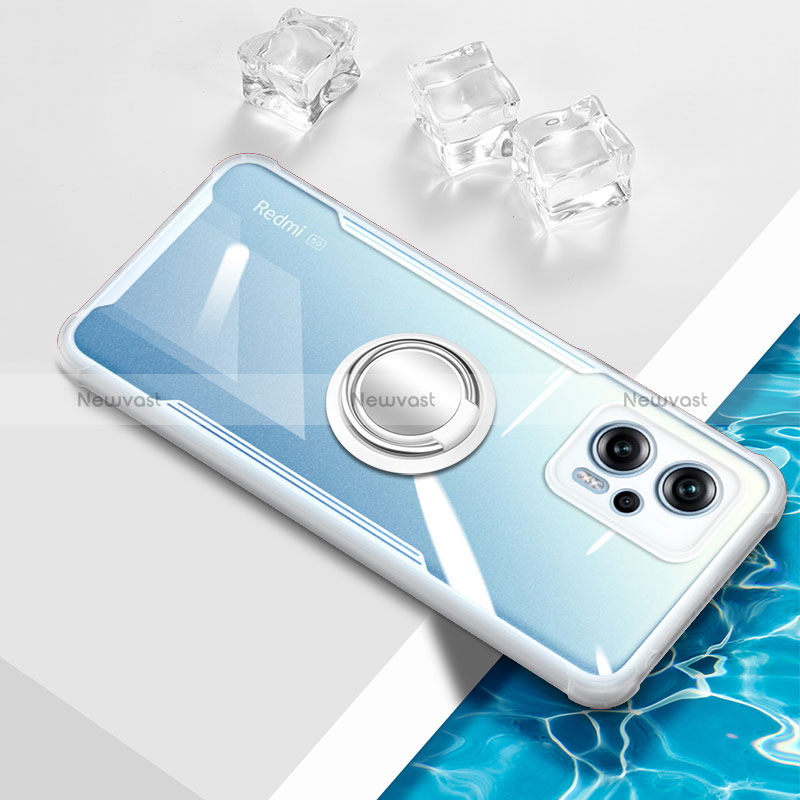 Ultra-thin Transparent TPU Soft Case Cover with Magnetic Finger Ring Stand BH1 for Xiaomi Poco X4 GT 5G