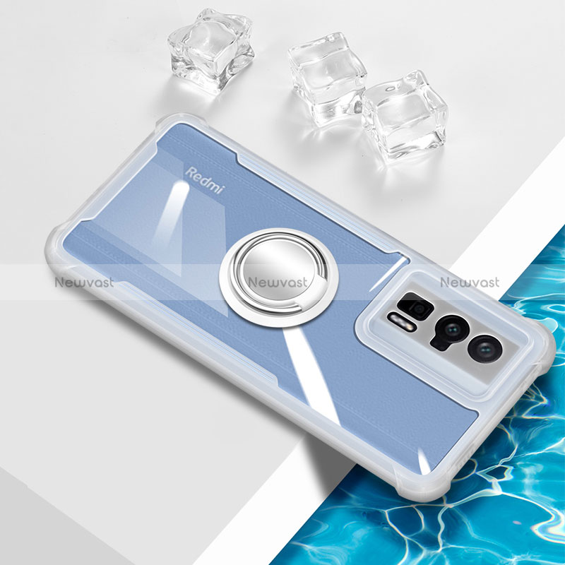 Ultra-thin Transparent TPU Soft Case Cover with Magnetic Finger Ring Stand BH1 for Xiaomi Redmi K60 Pro 5G