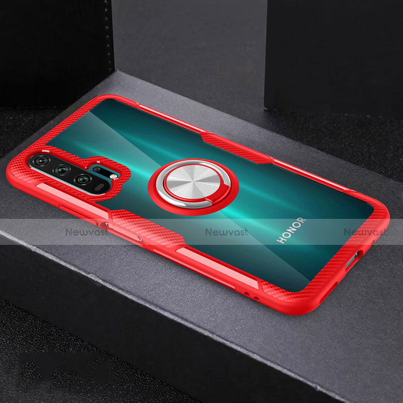 Ultra-thin Transparent TPU Soft Case Cover with Magnetic Finger Ring Stand C01 for Huawei Honor 20 Pro