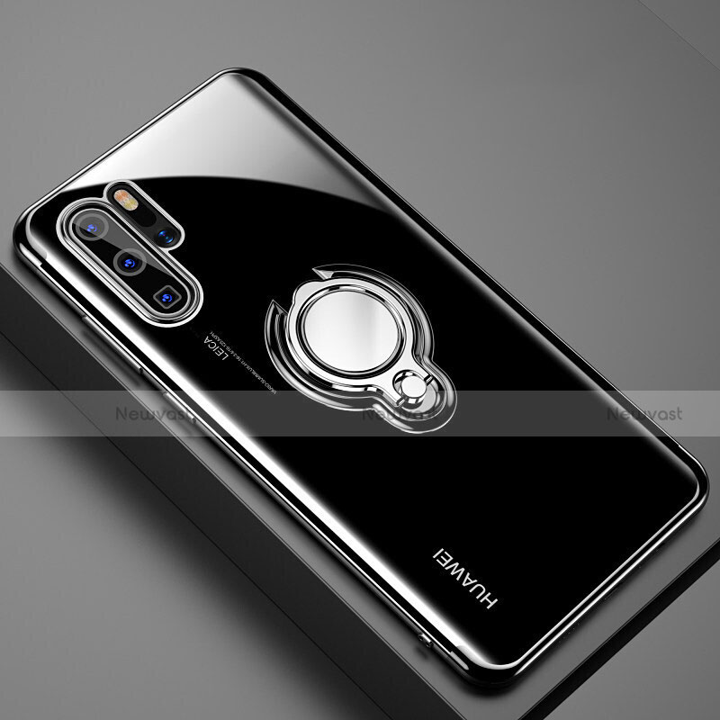 Ultra-thin Transparent TPU Soft Case Cover with Magnetic Finger Ring Stand C01 for Huawei P30 Pro New Edition