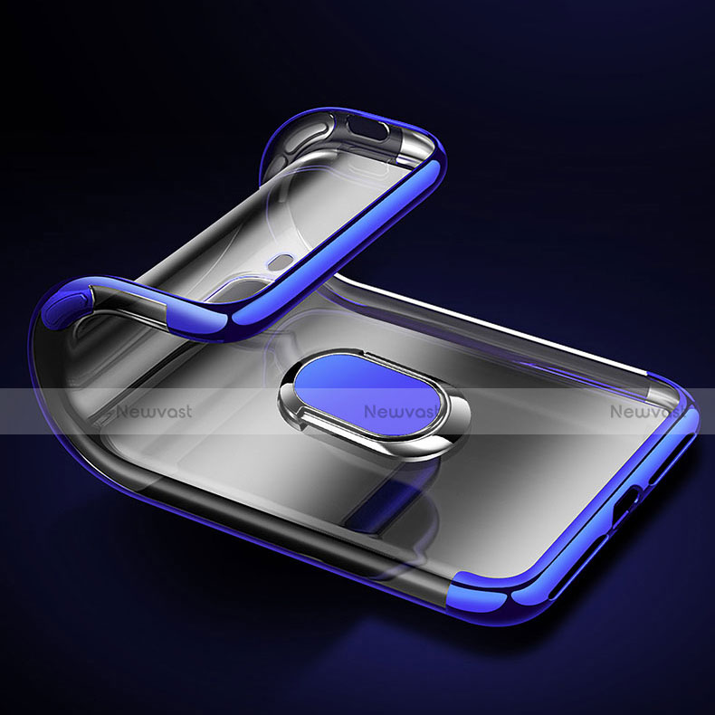 Ultra-thin Transparent TPU Soft Case Cover with Magnetic Finger Ring Stand C01 for Oppo R15X