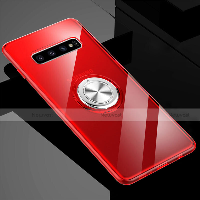 Ultra-thin Transparent TPU Soft Case Cover with Magnetic Finger Ring Stand C01 for Samsung Galaxy S10