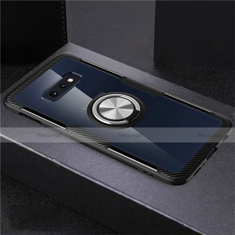 Ultra-thin Transparent TPU Soft Case Cover with Magnetic Finger Ring Stand C01 for Samsung Galaxy S10e