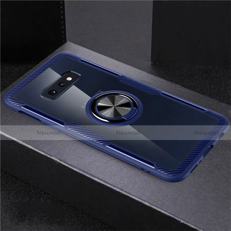 Ultra-thin Transparent TPU Soft Case Cover with Magnetic Finger Ring Stand C01 for Samsung Galaxy S10e