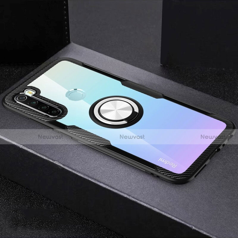 Ultra-thin Transparent TPU Soft Case Cover with Magnetic Finger Ring Stand C01 for Xiaomi Redmi Note 8