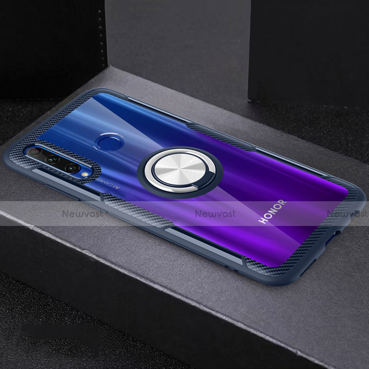 Ultra-thin Transparent TPU Soft Case Cover with Magnetic Finger Ring Stand C02 for Huawei Honor 10i