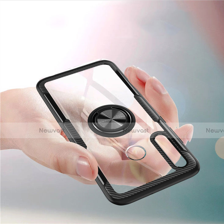 Ultra-thin Transparent TPU Soft Case Cover with Magnetic Finger Ring Stand C02 for Huawei Honor 10i