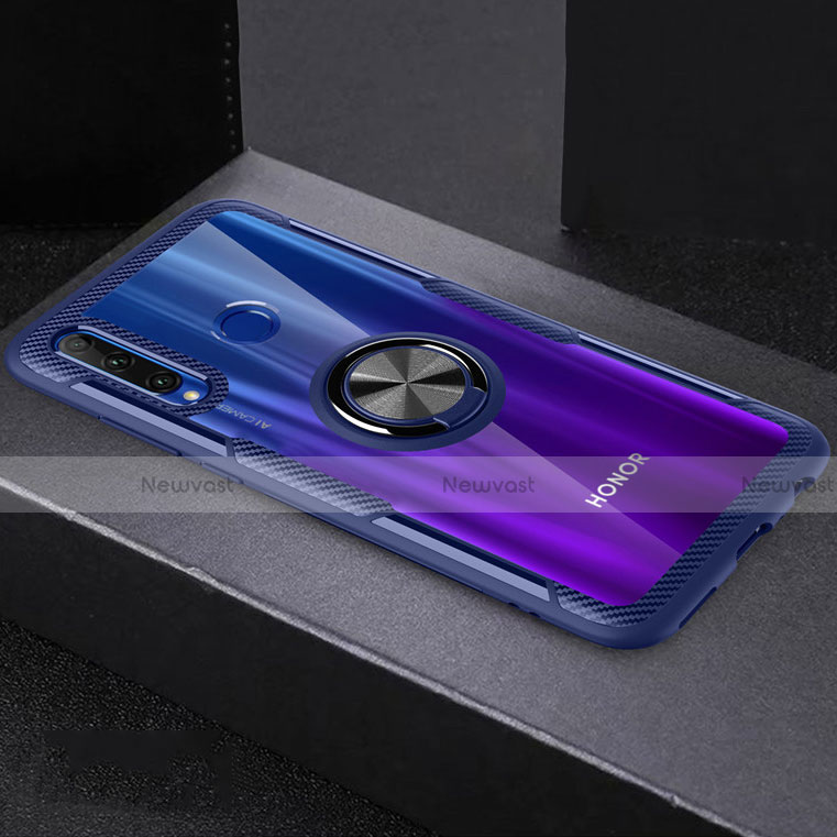 Ultra-thin Transparent TPU Soft Case Cover with Magnetic Finger Ring Stand C02 for Huawei Honor 20 Lite