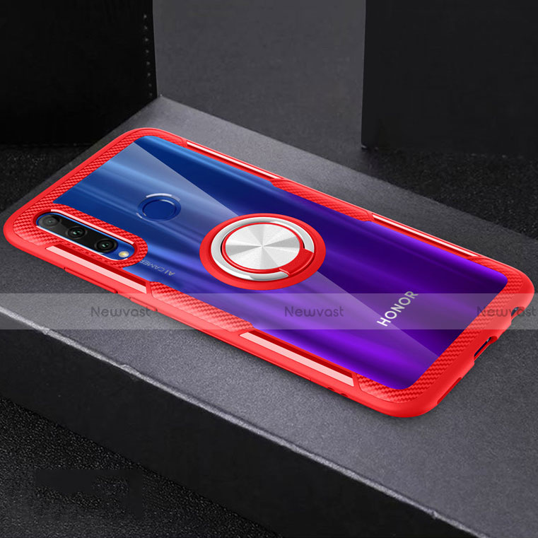 Ultra-thin Transparent TPU Soft Case Cover with Magnetic Finger Ring Stand C02 for Huawei Honor 20i