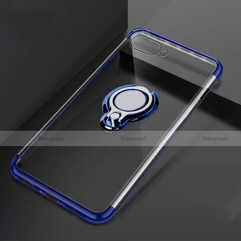 Ultra-thin Transparent TPU Soft Case Cover with Magnetic Finger Ring Stand C02 for Oppo K1