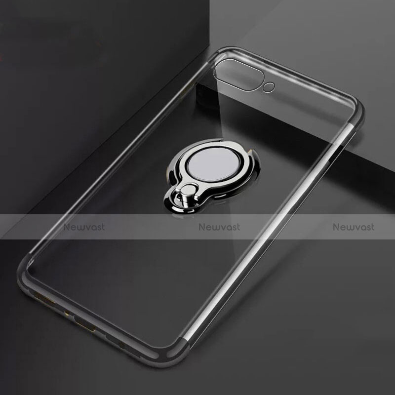 Ultra-thin Transparent TPU Soft Case Cover with Magnetic Finger Ring Stand C02 for Oppo K1 Black