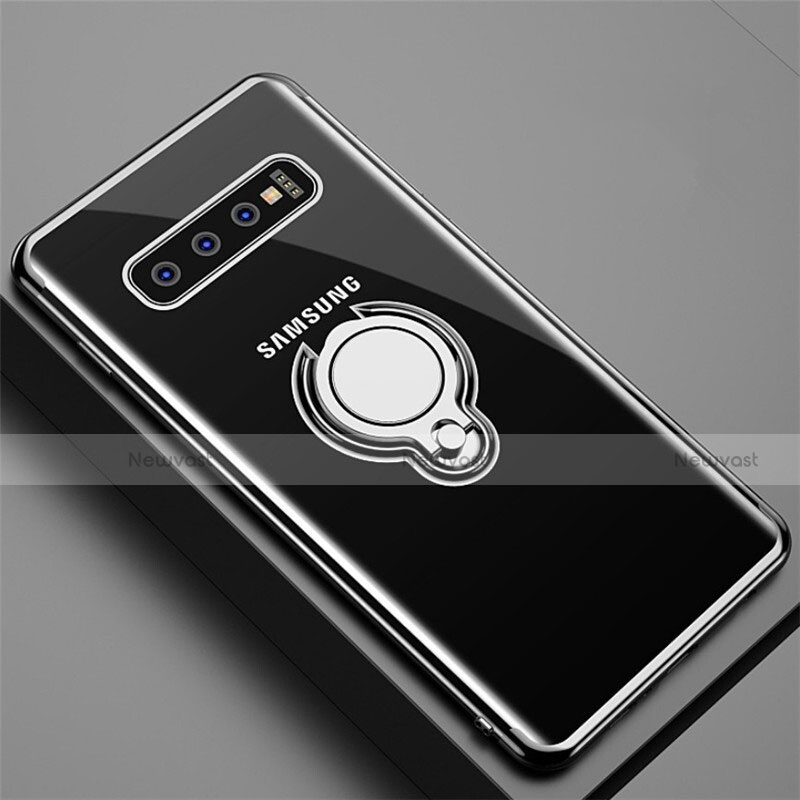 Ultra-thin Transparent TPU Soft Case Cover with Magnetic Finger Ring Stand C02 for Samsung Galaxy S10 5G