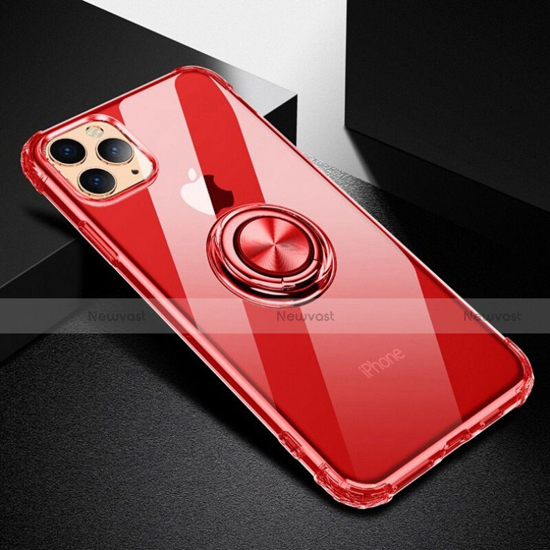 Ultra-thin Transparent TPU Soft Case Cover with Magnetic Finger Ring Stand C03 for Apple iPhone 11 Pro