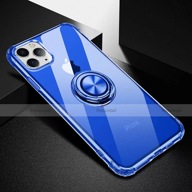 Ultra-thin Transparent TPU Soft Case Cover with Magnetic Finger Ring Stand C03 for Apple iPhone 11 Pro