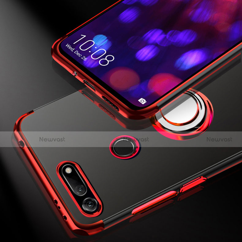 Ultra-thin Transparent TPU Soft Case Cover with Magnetic Finger Ring Stand C03 for Huawei Honor View 20