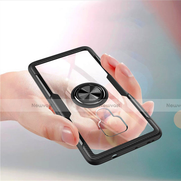 Ultra-thin Transparent TPU Soft Case Cover with Magnetic Finger Ring Stand C03 for Huawei Mate 20 X 5G