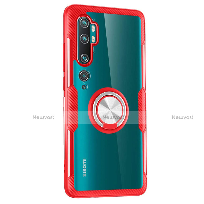 Ultra-thin Transparent TPU Soft Case Cover with Magnetic Finger Ring Stand D02 for Xiaomi Mi Note 10