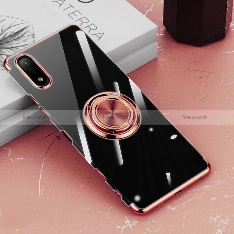 Ultra-thin Transparent TPU Soft Case Cover with Magnetic Finger Ring Stand for Sony Xperia Ace II