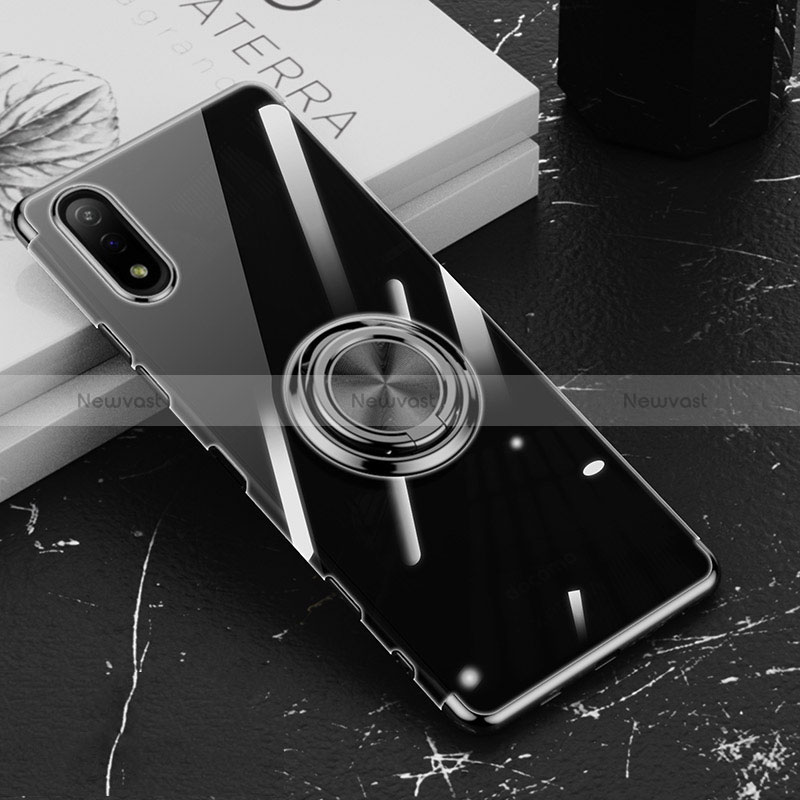 Ultra-thin Transparent TPU Soft Case Cover with Magnetic Finger Ring Stand for Sony Xperia Ace II SO-41B