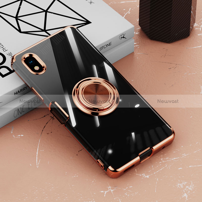 Ultra-thin Transparent TPU Soft Case Cover with Magnetic Finger Ring Stand for Sony Xperia Ace III SOG08 Rose Gold