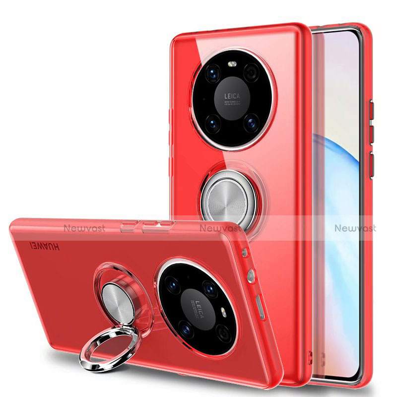 Ultra-thin Transparent TPU Soft Case Cover with Magnetic Finger Ring Stand S01 for Huawei Mate 40E 5G