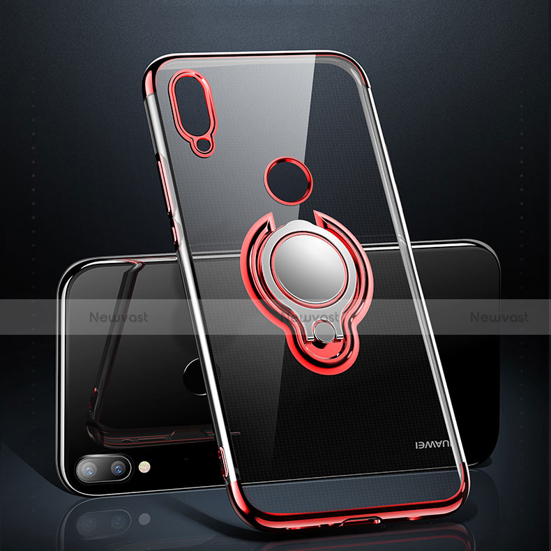 Ultra-thin Transparent TPU Soft Case Cover with Magnetic Finger Ring Stand S01 for Huawei Nova 3e