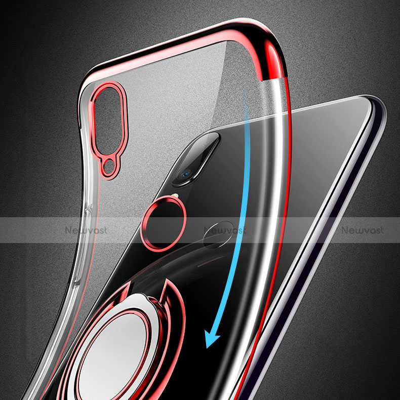 Ultra-thin Transparent TPU Soft Case Cover with Magnetic Finger Ring Stand S01 for Huawei P20 Lite