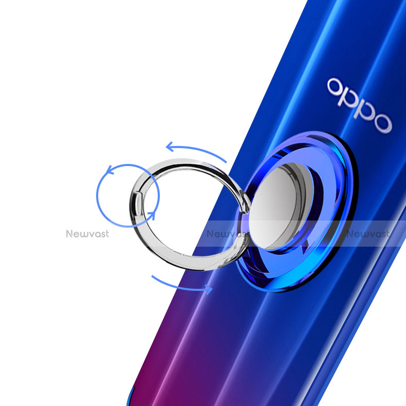 Ultra-thin Transparent TPU Soft Case Cover with Magnetic Finger Ring Stand S01 for Oppo R15X