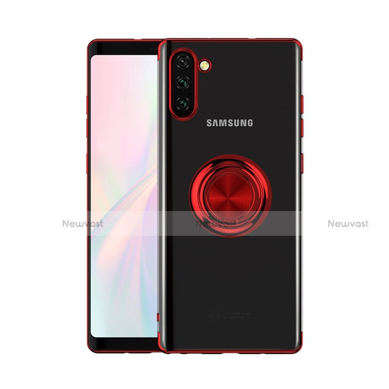 Ultra-thin Transparent TPU Soft Case Cover with Magnetic Finger Ring Stand S01 for Samsung Galaxy Note 10