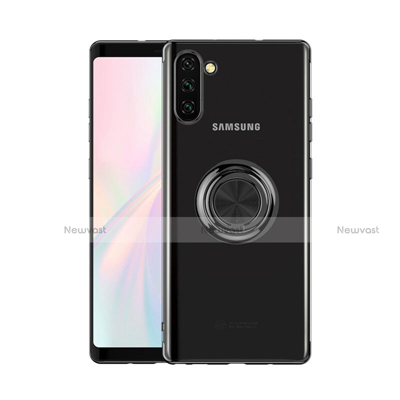 Ultra-thin Transparent TPU Soft Case Cover with Magnetic Finger Ring Stand S01 for Samsung Galaxy Note 10