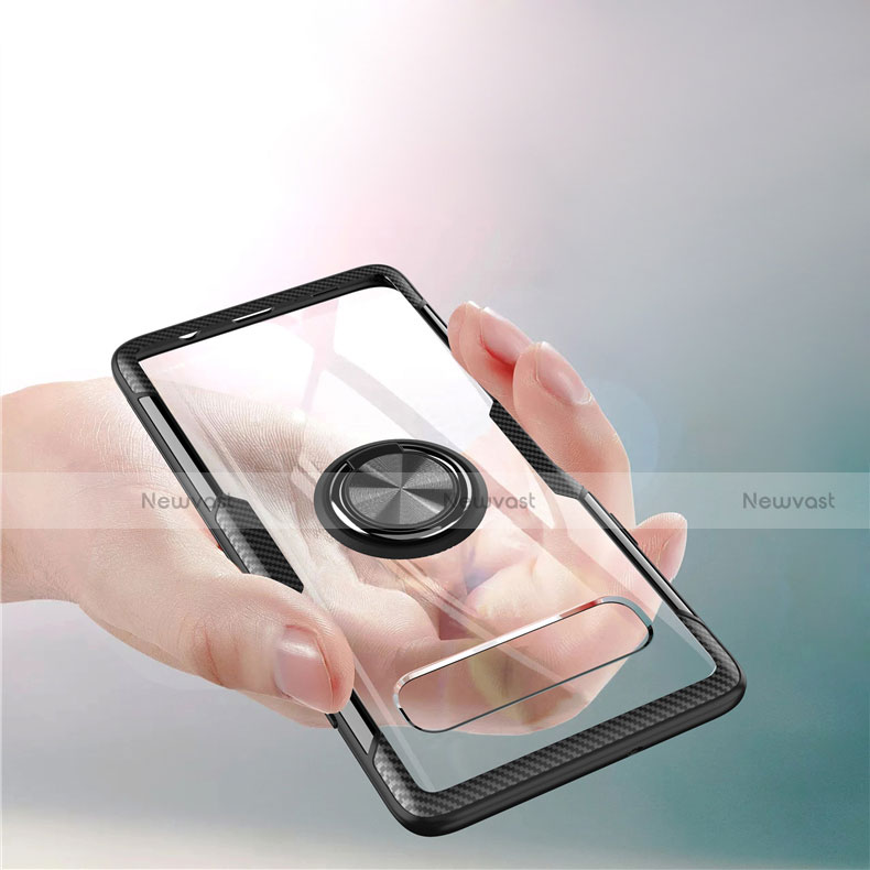 Ultra-thin Transparent TPU Soft Case Cover with Magnetic Finger Ring Stand S01 for Samsung Galaxy S10 5G SM-G977B