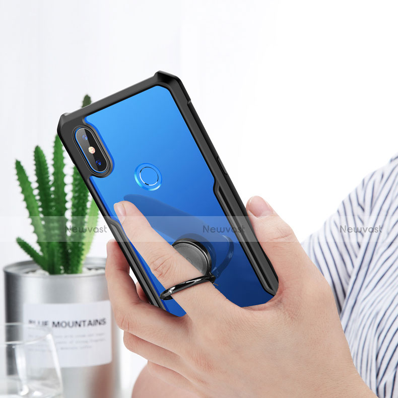 Ultra-thin Transparent TPU Soft Case Cover with Magnetic Finger Ring Stand S01 for Xiaomi Mi Mix 3