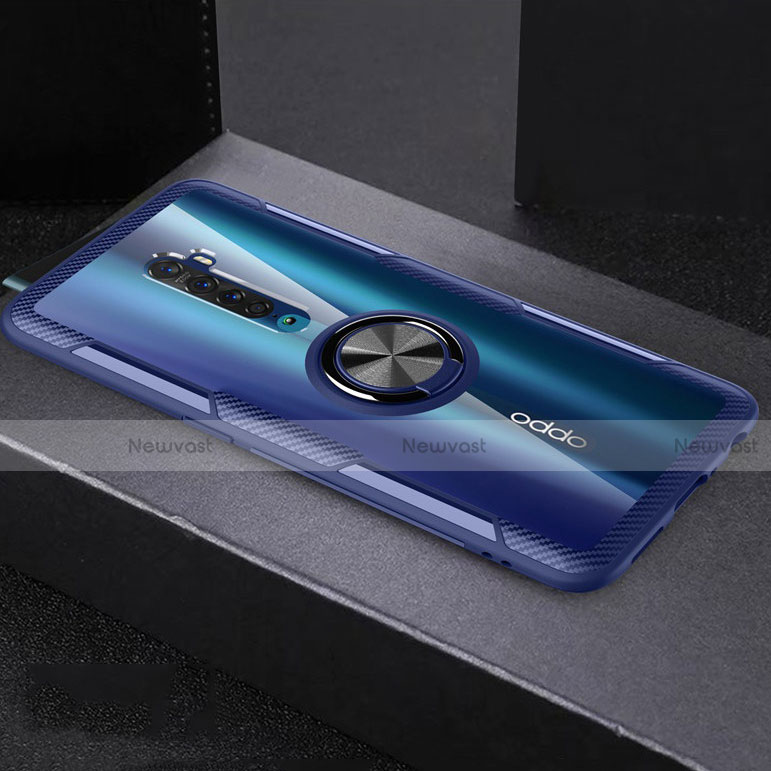 Ultra-thin Transparent TPU Soft Case Cover with Magnetic Finger Ring Stand S02 for Oppo Reno2