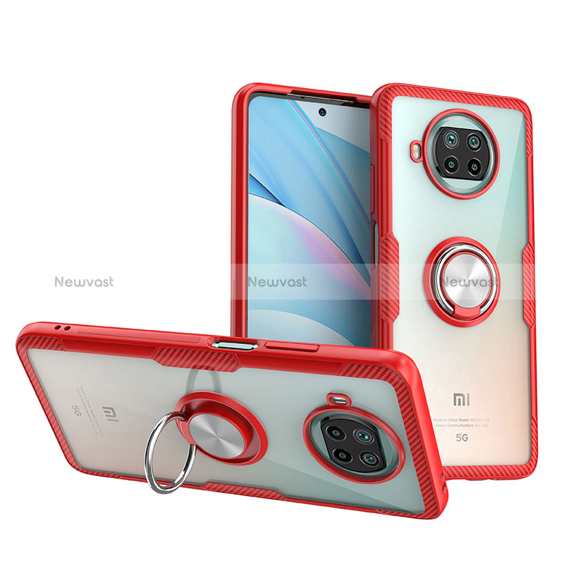 Ultra-thin Transparent TPU Soft Case Cover with Magnetic Finger Ring Stand ZL1 for Xiaomi Mi 10i 5G