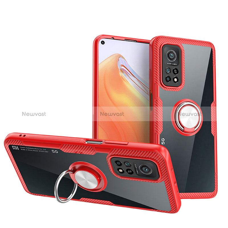 Ultra-thin Transparent TPU Soft Case Cover with Magnetic Finger Ring Stand ZL1 for Xiaomi Mi 10T 5G