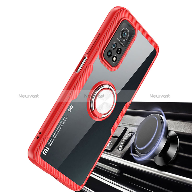 Ultra-thin Transparent TPU Soft Case Cover with Magnetic Finger Ring Stand ZL1 for Xiaomi Mi 10T 5G