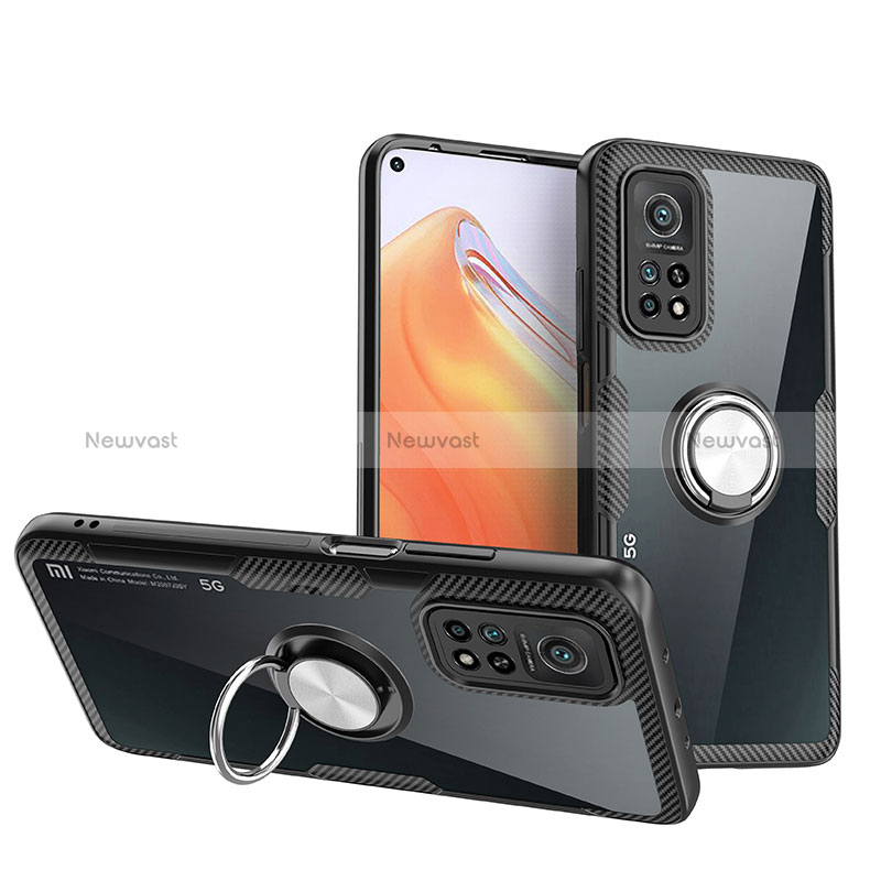 Ultra-thin Transparent TPU Soft Case Cover with Magnetic Finger Ring Stand ZL1 for Xiaomi Mi 10T Pro 5G