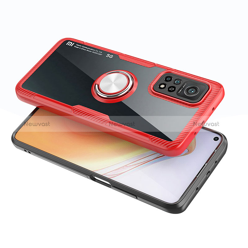 Ultra-thin Transparent TPU Soft Case Cover with Magnetic Finger Ring Stand ZL1 for Xiaomi Mi 10T Pro 5G