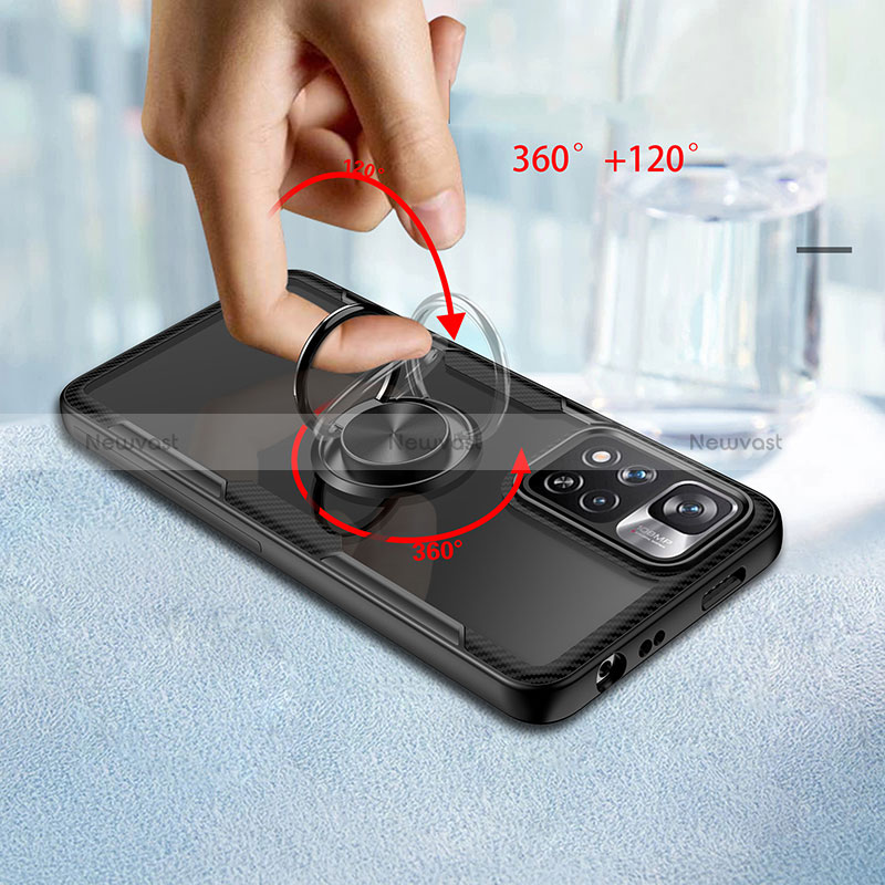 Ultra-thin Transparent TPU Soft Case Cover with Magnetic Finger Ring Stand ZL1 for Xiaomi Poco X4 NFC