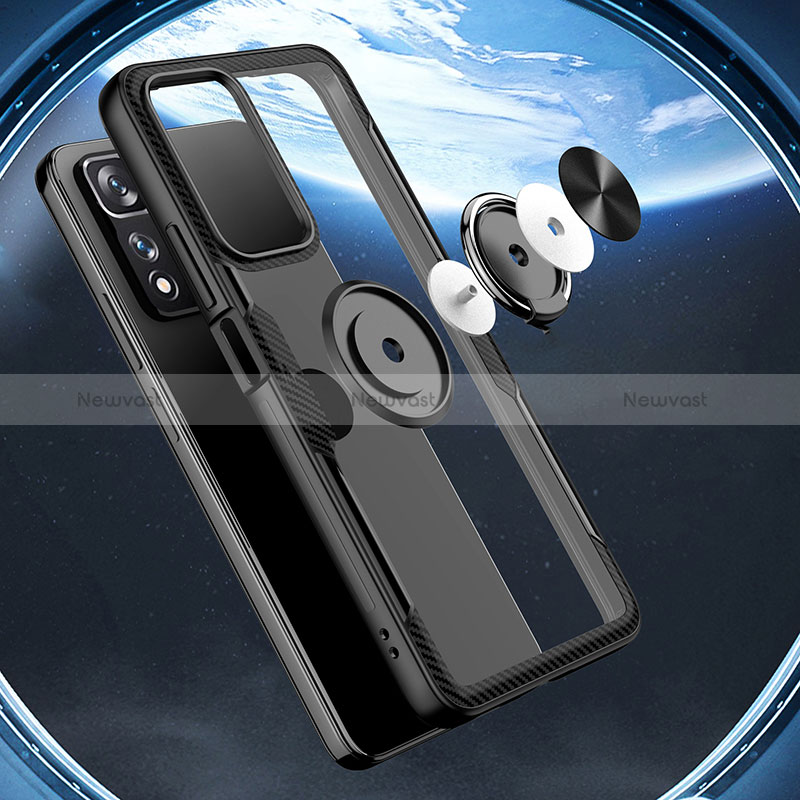 Ultra-thin Transparent TPU Soft Case Cover with Magnetic Finger Ring Stand ZL1 for Xiaomi Poco X4 NFC