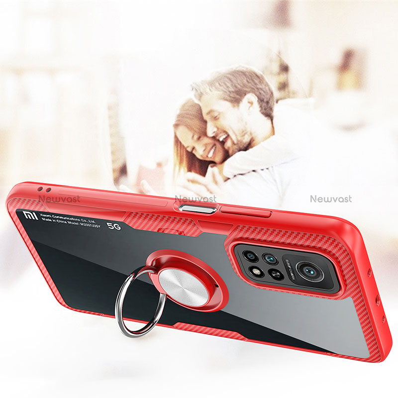 Ultra-thin Transparent TPU Soft Case Cover with Magnetic Finger Ring Stand ZL1 for Xiaomi Redmi K30S 5G