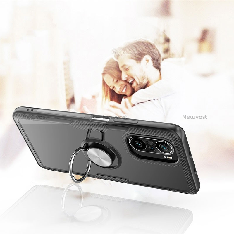 Ultra-thin Transparent TPU Soft Case Cover with Magnetic Finger Ring Stand ZL1 for Xiaomi Redmi K40 5G