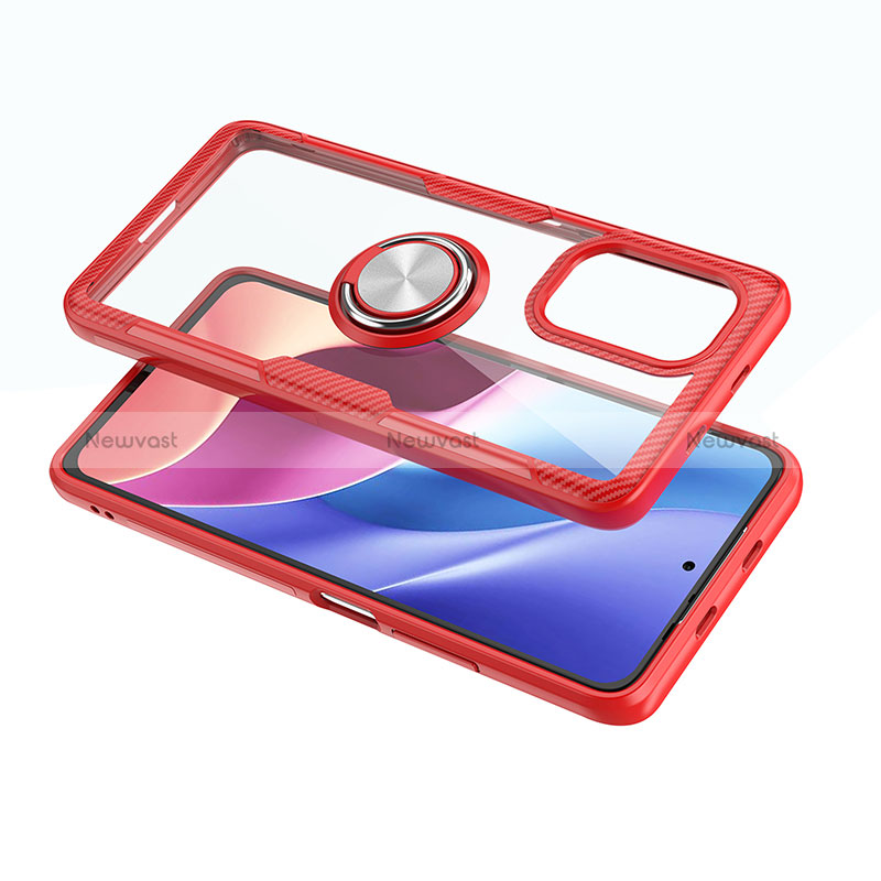 Ultra-thin Transparent TPU Soft Case Cover with Magnetic Finger Ring Stand ZL1 for Xiaomi Redmi K40 5G