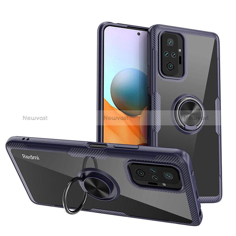 Ultra-thin Transparent TPU Soft Case Cover with Magnetic Finger Ring Stand ZL1 for Xiaomi Redmi Note 10 Pro Max