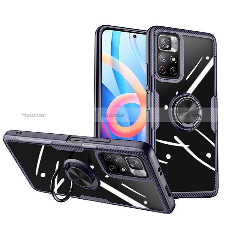 Ultra-thin Transparent TPU Soft Case Cover with Magnetic Finger Ring Stand ZL1 for Xiaomi Redmi Note 11 5G