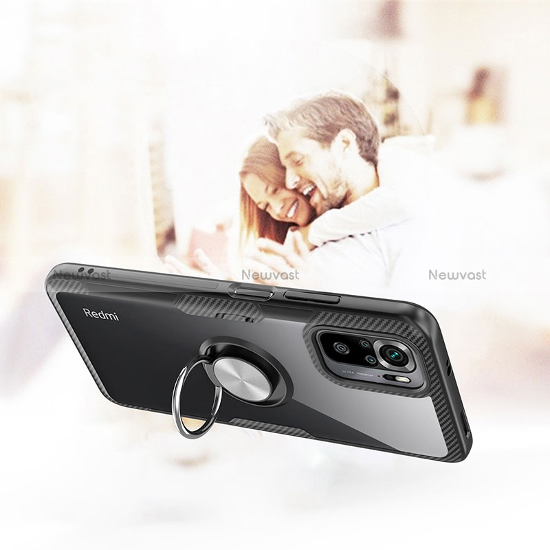 Ultra-thin Transparent TPU Soft Case Cover with Magnetic Finger Ring Stand ZL1 for Xiaomi Redmi Note 11 SE India 4G