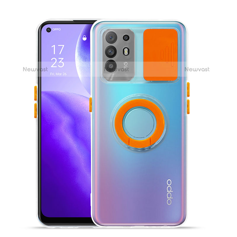 Ultra-thin Transparent TPU Soft Case Cover with Stand for Oppo A95 5G Orange