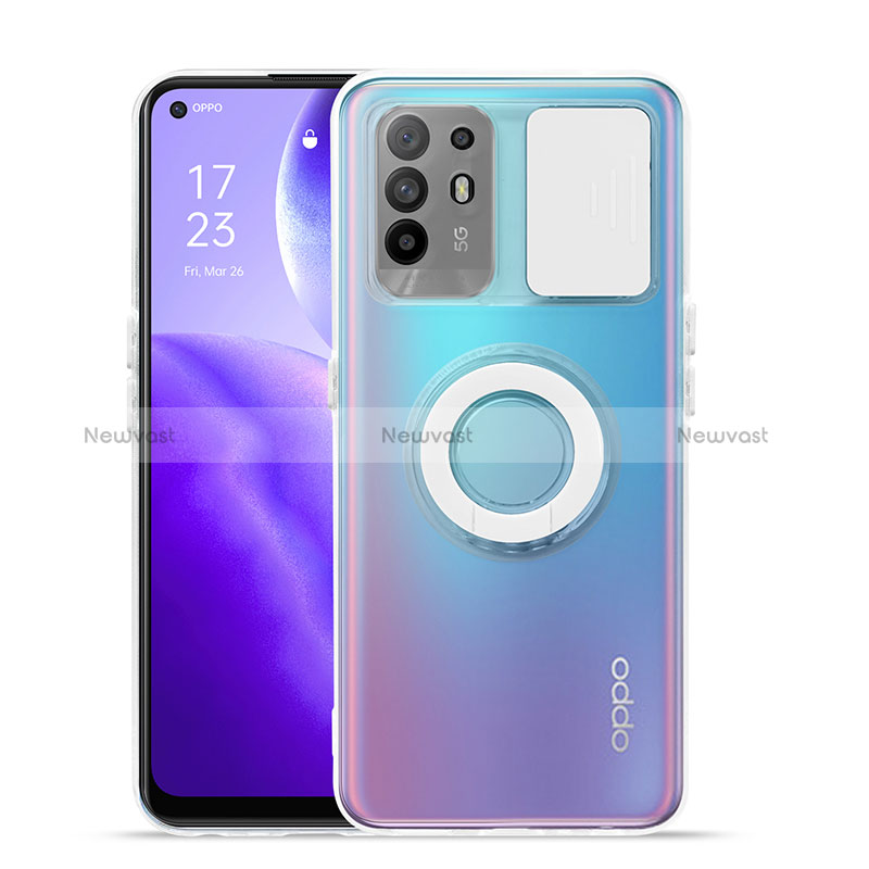 Ultra-thin Transparent TPU Soft Case Cover with Stand for Oppo Reno5 Z 5G White